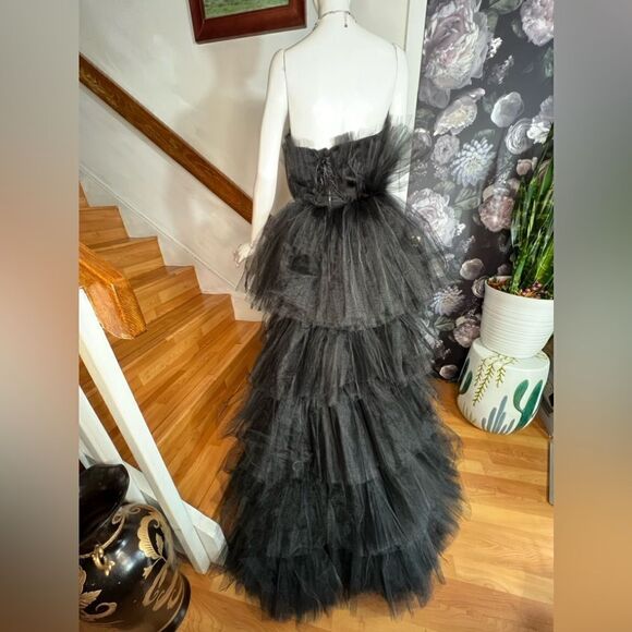 Anthropologie Morphine Fashion Strapless Tiered Tulle Asymmetric Gown/ size XS - Picture 11 of 17